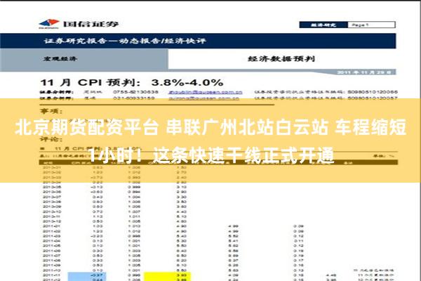 北京期货配资平台 串联广州北站白云站 车程缩短1小时！这条快速干线正式开通