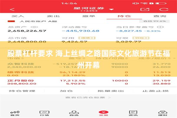 股票杠杆要求 海上丝绸之路国际文化旅游节在福州开幕
